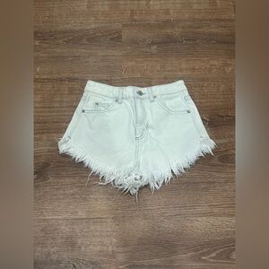 Topshop White Frayed Jean Shorts